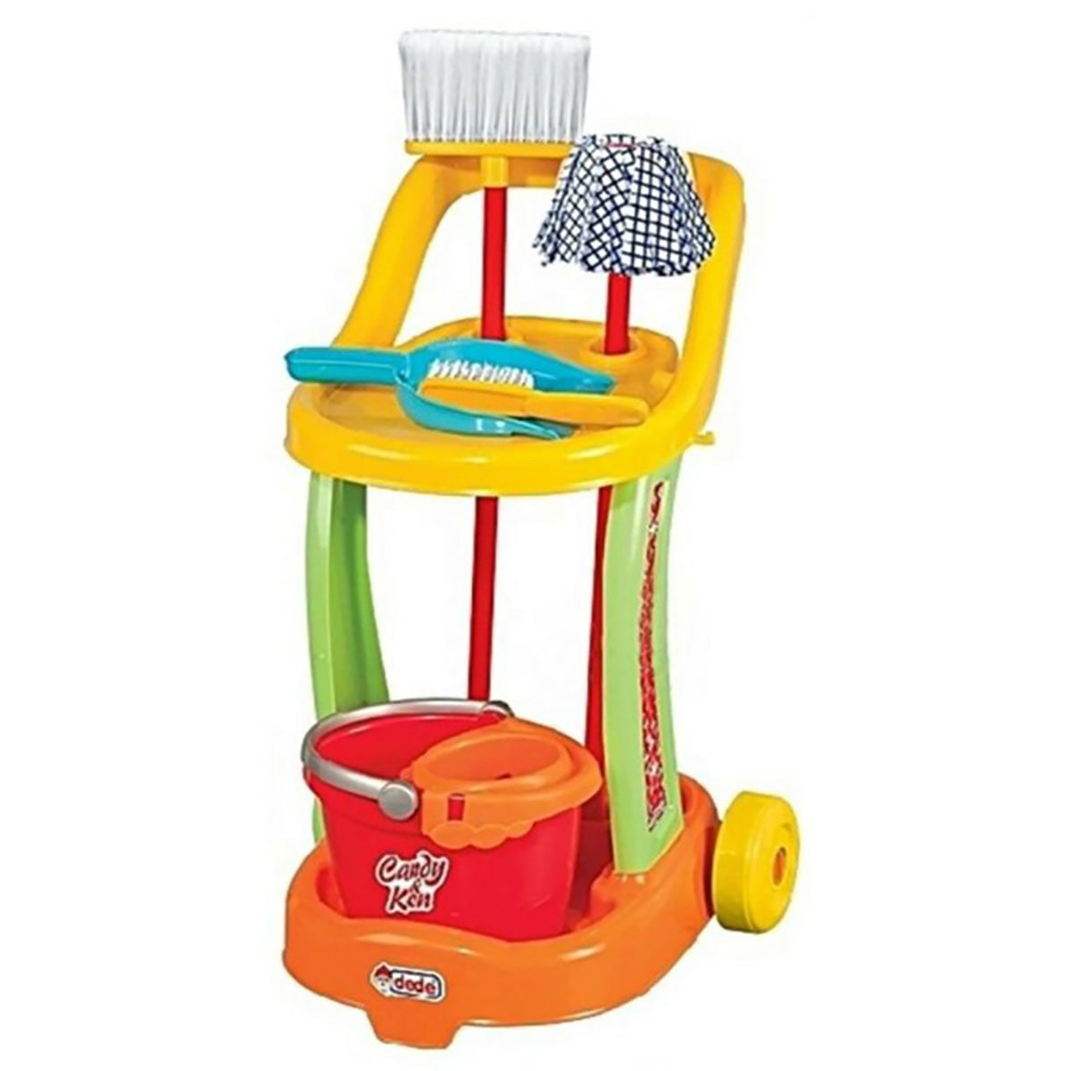 Dede Candy & Ken  Kids Cleaning Trolley Set, Cleaning Toys , Broom for Kids , Multi-Functional , 3 years+