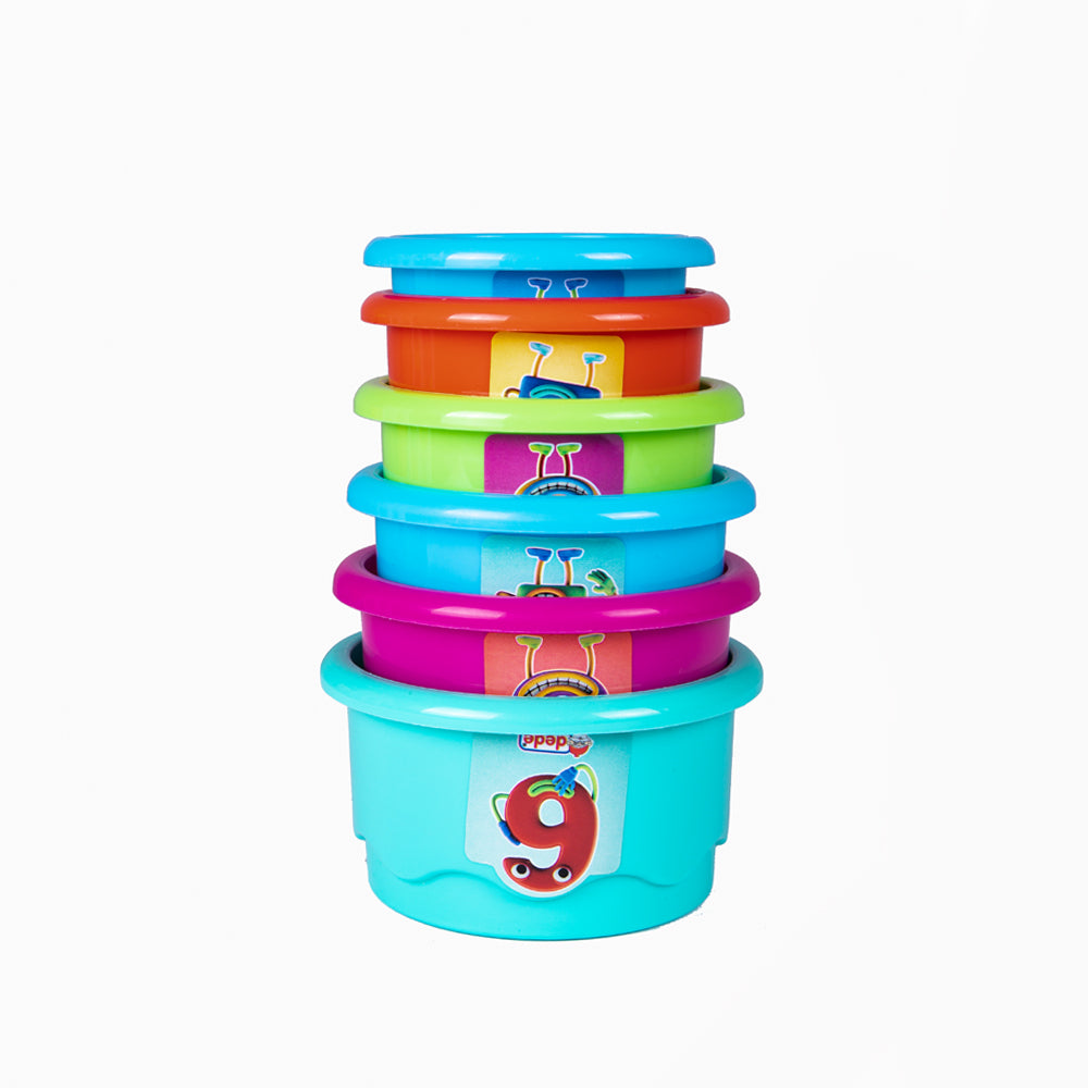 Dede Happy Towers Educational Toy Set, Stacking Cups,  Motor Skills Game, Stacking and Sorting Toys Game with Geometry Shapes, Puzzle for Girls and Boys, Colorful, 12 pieces, From age 1 year old